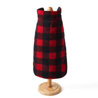 HKM-1892413 Pet Thick Checks Double-sided Polar Fleece Vest in Black and Red Plaid for Small to Large Pets
