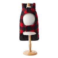 HKM-1892413 Pet Thick Checks Double-sided Polar Fleece Vest in Black and Red Plaid for Small to Large Pets