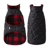 HKM-1892413 Pet Thick Checks Double-sided Polar Fleece Vest in Black and Red Plaid for Small to Large Pets
