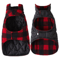 HKM-1892413 Pet Thick Checks Double-sided Polar Fleece Vest in Black and Red Plaid for Small to Large Pets