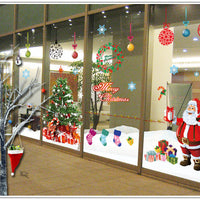 HKM-189267 Santa Claus Christmas Tree Wall Mural Sticker - Waterproof PVC Decor (2 Pieces)