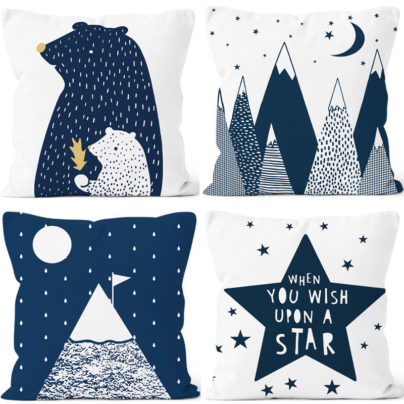 HKM-189331 Modern Super Soft Short Plush Pillow Cover - 45 x 45 cm Star Wishing Bear Design
