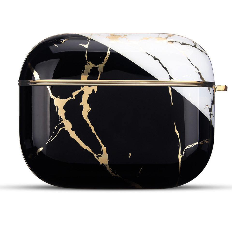 HKM-189395 Marble IMD Protective Sleeve for AirPods 1/2 and AirPods Pro 3rd Gen - Simple Flip Design