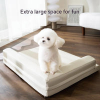 HKM-1894077 Simple Leather L-shaped Dog Sleep Mat in Gray and Coffee for Small to Extra Large Breeds