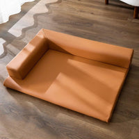 HKM-1894077 Simple Leather L-shaped Dog Sleep Mat in Gray and Coffee for Small to Extra Large Breeds