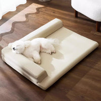 HKM-1894077 Simple Leather L-shaped Dog Sleep Mat in Gray and Coffee for Small to Extra Large Breeds