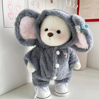 HKM-1894589 Gray Elephant Jumpsuit for Little Bear Doll - Plush One-Piece Suit for Ages 7-14, 30cm Height