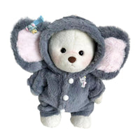 HKM-1894589 Gray Elephant Jumpsuit for Little Bear Doll - Plush One-Piece Suit for Ages 7-14, 30cm Height