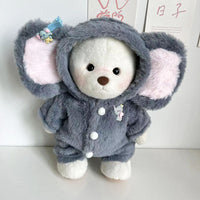 HKM-1894589 Gray Elephant Jumpsuit for Little Bear Doll - Plush One-Piece Suit for Ages 7-14, 30cm Height