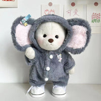 HKM-1894589 Gray Elephant Jumpsuit for Little Bear Doll - Plush One-Piece Suit for Ages 7-14, 30cm Height