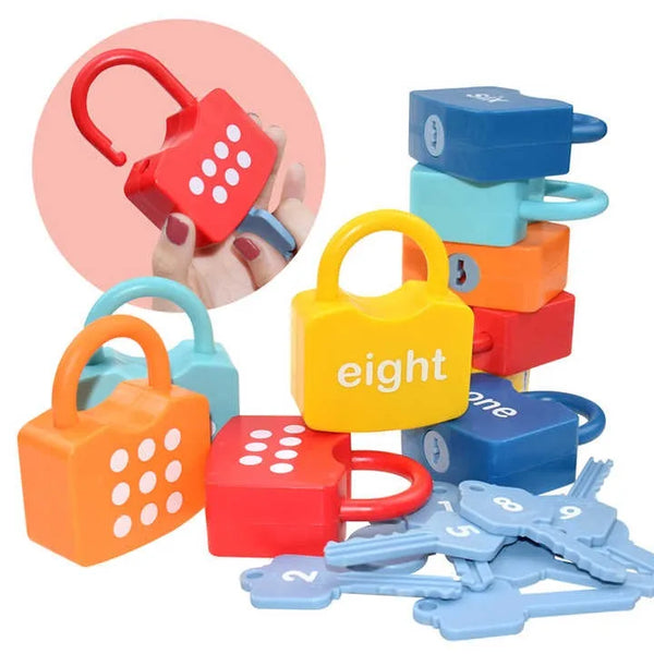 HKM-189459 Educational Number and Alphabet Learning Lock and Key Matching Game for Kids