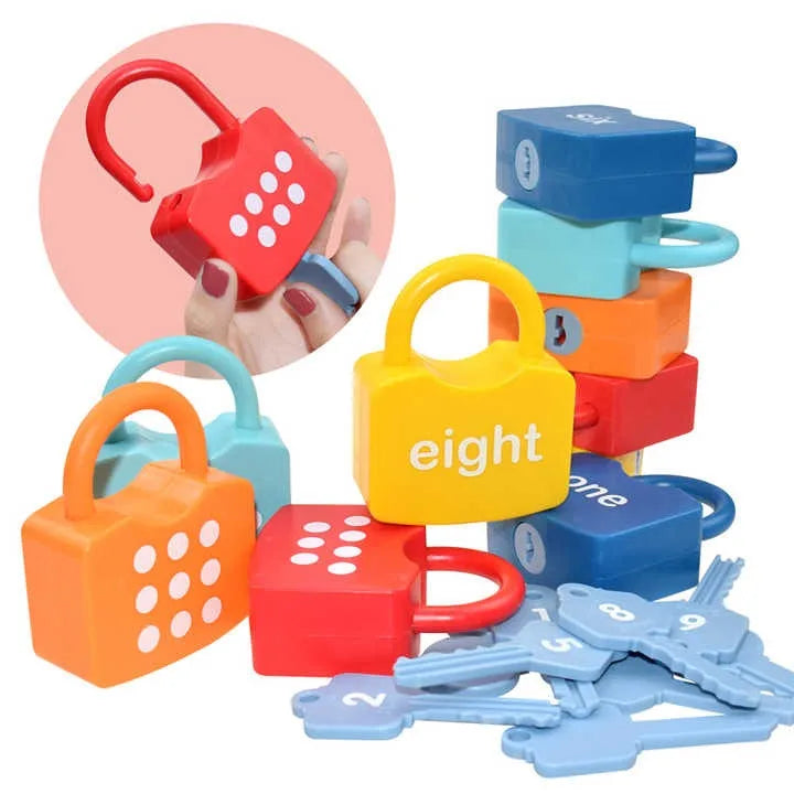 HKM-189459 Educational Number and Alphabet Learning Lock and Key Matching Game for Kids