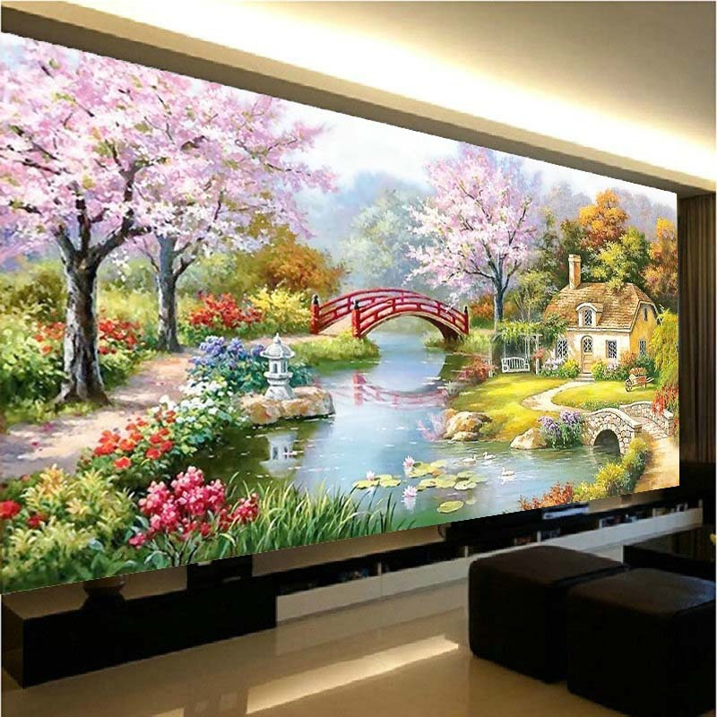 HKM-189651 Diamond Embroidered Living Room Art - Manual Cotton Canvas, Precision Printing 153*82