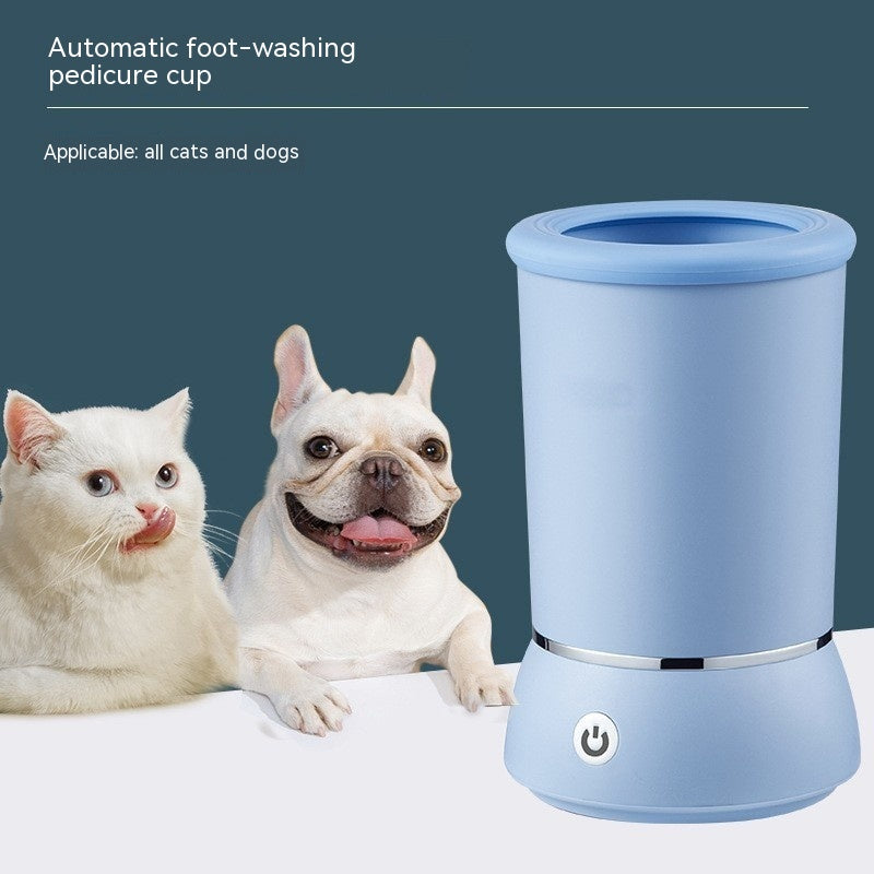 HKM-1897661 Automatic Pet Paw Cleaning Cup for Dogs and Cats ¨C Electric Foot Washing Device in White and Blue