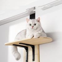 HKM-1899069 Pine Wood Cat Scratch Board with Integrated Climbing Tower – Minimalist Design, Space-Saving Assembly Size 57x27x171CM