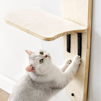HKM-1899069 Pine Wood Cat Scratch Board with Integrated Climbing Tower – Minimalist Design, Space-Saving Assembly Size 57x27x171CM