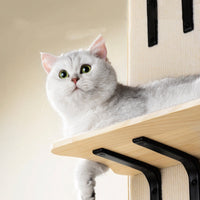 HKM-1899069 Pine Wood Cat Scratch Board with Integrated Climbing Tower – Minimalist Design, Space-Saving Assembly Size 57x27x171CM