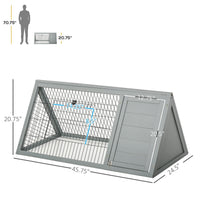 HKM-1899453 Outdoor Wooden A-Frame Rabbit Hutch with Run and Ventilation for Small Animals, Grey