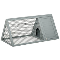 HKM-1899453 Outdoor Wooden A-Frame Rabbit Hutch with Run and Ventilation for Small Animals, Grey