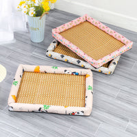 HKM-1899837 Pet Cooling Pad for All Breeds - Grey Cat, Pink Rabbit, Beige Panda, Blue and White Linen Options