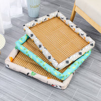 HKM-1899837 Pet Cooling Pad for All Breeds - Grey Cat, Pink Rabbit, Beige Panda, Blue and White Linen Options