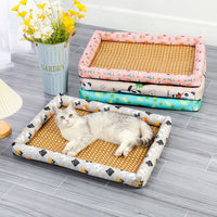 HKM-1899837 Pet Cooling Pad for All Breeds - Grey Cat, Pink Rabbit, Beige Panda, Blue and White Linen Options