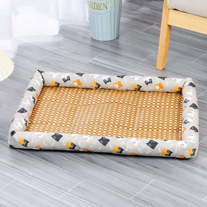 HKM-1899837 Pet Cooling Pad for All Breeds - Grey Cat, Pink Rabbit, Beige Panda, Blue and White Linen Options