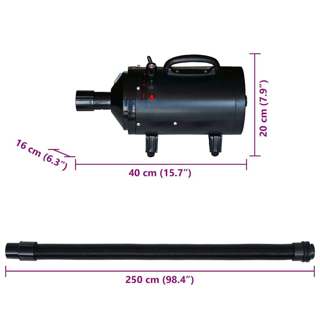 HKM-1901373 Professional 2400W Dog Dryer with Adjustable Speed, Temperature & 3 Nozzles, Quiet Operation for All Pets