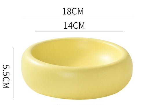 HKM-1901757 Elevated Ceramic Cat Food Bowl with Wide Mouth - 350ml Options in Off-white, Cream Yellow, Purple