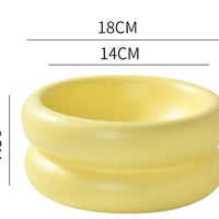 HKM-1901757 Elevated Ceramic Cat Food Bowl with Wide Mouth - 350ml Options in Off-white, Cream Yellow, Purple