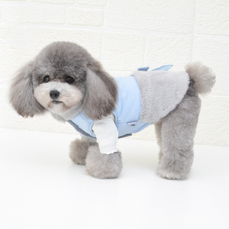 HKM-1902141 Warm Three-Layer Cotton Quilted Vest for Pets in Blue and Pink