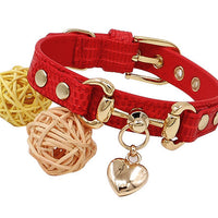 HKM-1903549 Lizard Pattern Double Buckle Leather Pet Collar in Wine Red, Red, and Green - Various Sizes Available