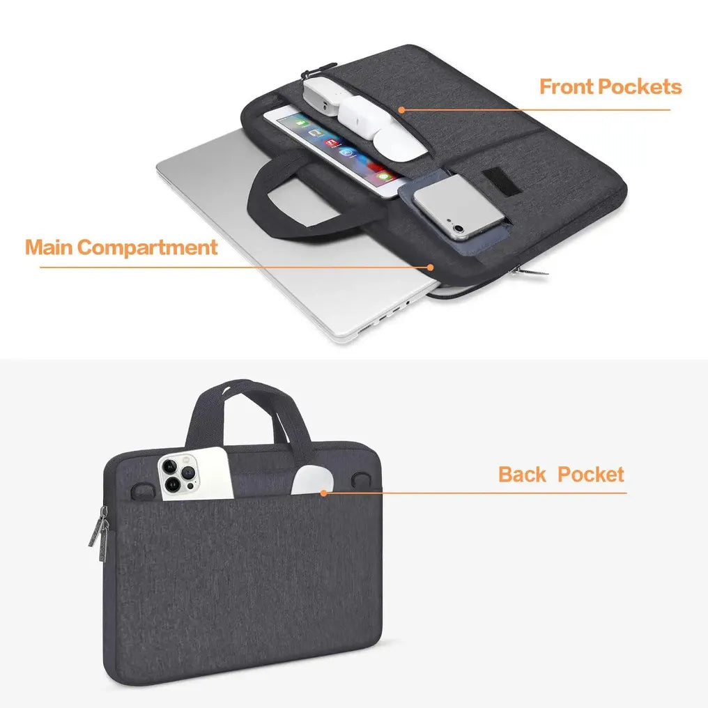 HKM-190355 Portable Black Laptop Tote Bag for Men and Women, Ideal for Business and Daily Use