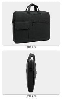 HKM-190355 Portable Black Laptop Tote Bag for Men and Women, Ideal for Business and Daily Use
