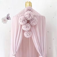 HKM-190355 Yarn Ball Pendant Decorations in Pink White Yellow and Pink White Purple - 11CM Diameter, 1M Length