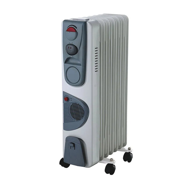 HKM-190419 Portable Electric Oil Filled Radiator Heater with Adjustable Thermostat and Remote Control, 2900W, 7-15 Fins