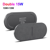 HKM-190675 FDGAO Dual Wireless Charger for Apple Mobile Devices and Headsets - 15W Fast Charging, Type-C Input