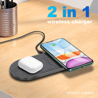 HKM-190675 FDGAO Dual Wireless Charger for Apple Mobile Devices and Headsets - 15W Fast Charging, Type-C Input