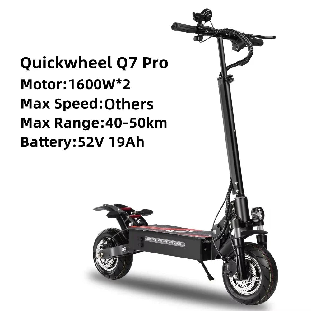 HKM-190675 High-Speed Foldable Dual Motor Off-Road Electric Scooter - 52V 19Ah 10-Inch Wheels, Waterproof, Full Suspension