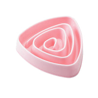 HKM-1907517 Oversized Triangle Slow Feeding Dog Basin in Pink, Blue, and Beige