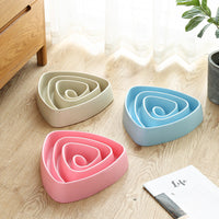 HKM-1907517 Oversized Triangle Slow Feeding Dog Basin in Pink, Blue, and Beige