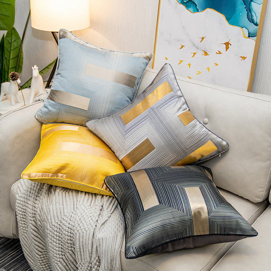 HKM-190867 Satin Geometric Lumbar Support Pillow Cover for Living Room - Various Colors and Sizes Available