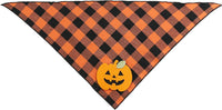 HKM-1908797 Halloween Dog Bandana with Pumpkin and Skeleton Appliques for Pets – Neck Size Up to 22 Inches
