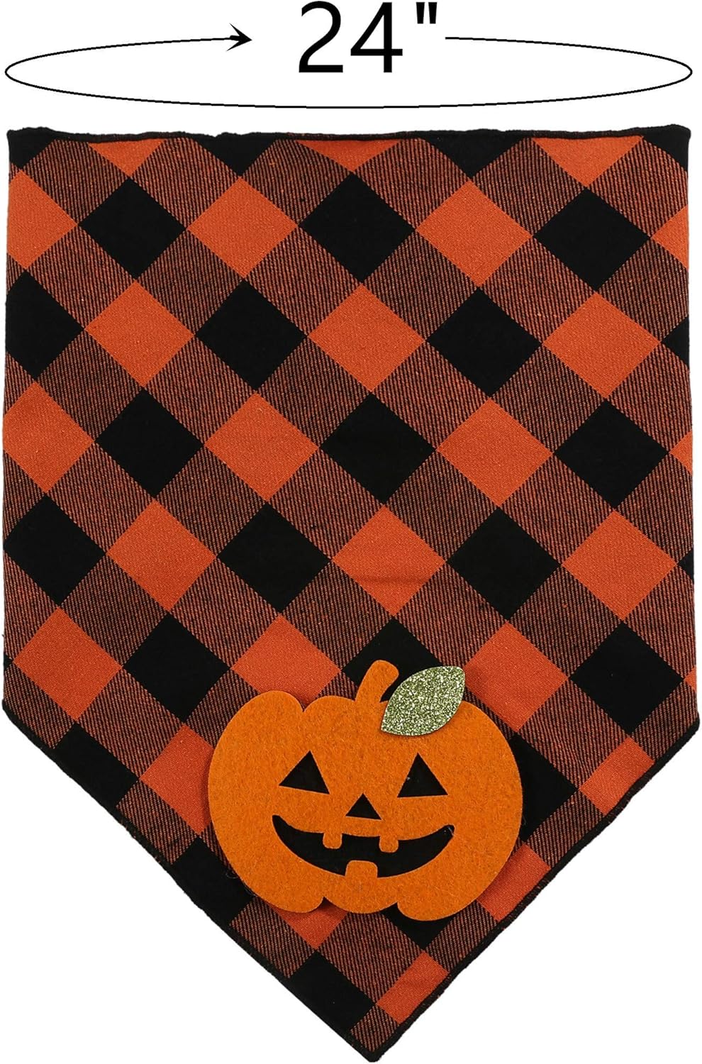 HKM-1908797 Halloween Dog Bandana with Pumpkin and Skeleton Appliques for Pets – Neck Size Up to 22 Inches