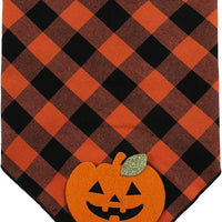 HKM-1908797 Halloween Dog Bandana with Pumpkin and Skeleton Appliques for Pets – Neck Size Up to 22 Inches