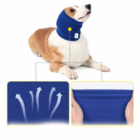 HKM-1908925 Comfortable Polyester Dog Headgear Bib - Blue and Gray, Sizes S, M, L