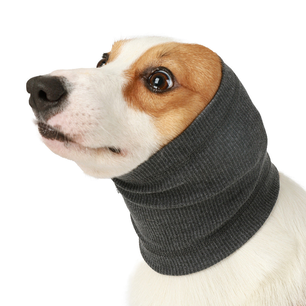 HKM-1908925 Comfortable Polyester Dog Headgear Bib - Blue and Gray, Sizes S, M, L