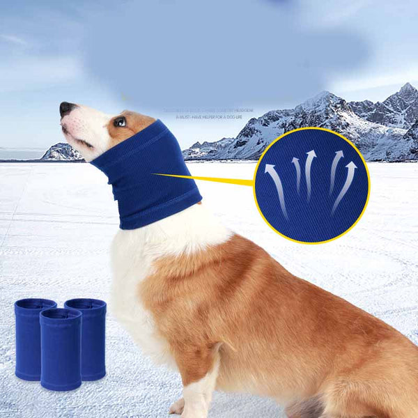 HKM-1908925 Comfortable Polyester Dog Headgear Bib - Blue and Gray, Sizes S, M, L