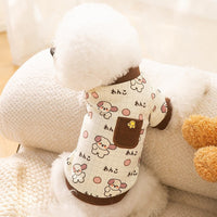 HKM-1909693 Ribbed Casual Small Dog Clothing in Blue Clouds, Pink Clouds, Brown Dogs, and Blue Bears