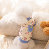 HKM-1909693 Ribbed Casual Small Dog Clothing in Blue Clouds, Pink Clouds, Brown Dogs, and Blue Bears